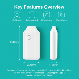 BD36 | Boshang Rechargeable Disposable Device with Pre-Heat Funtion Button